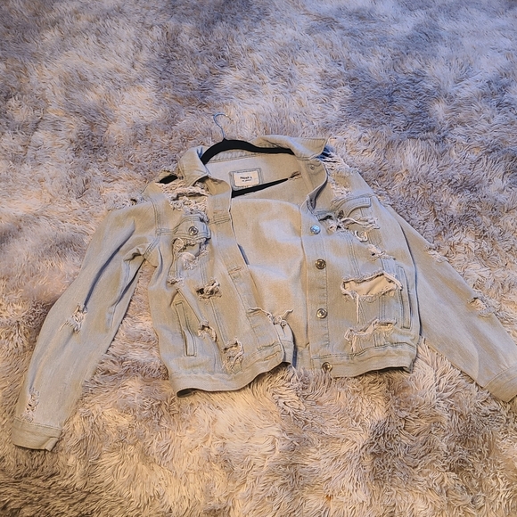 Distressed Light Blue Denim Jacket Forever 21 Size M - Picture 3 of 13